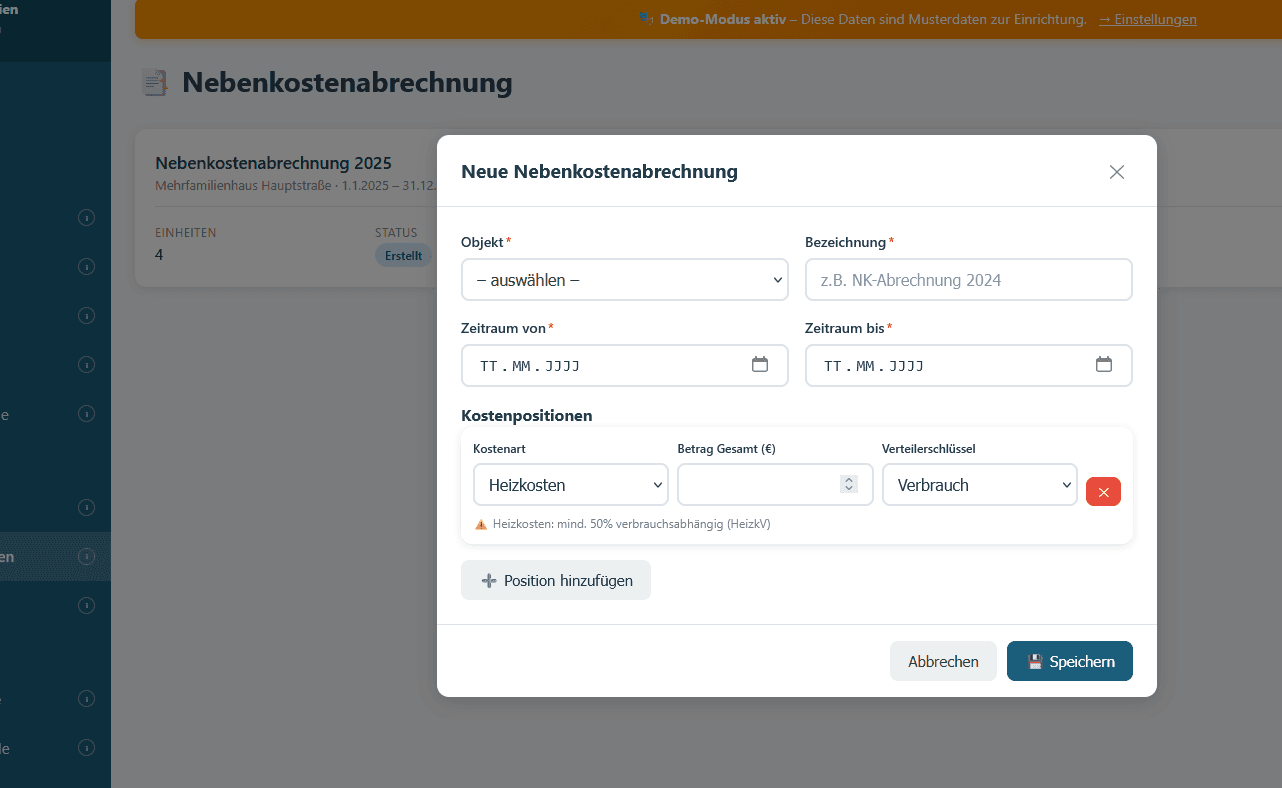 Nebenkostenabrechnung